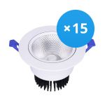 Mehrfachpackung 15x Bright Choice LED Downlight Rund Schwenkbar 15W 1200lm 60D - 930 Warmweiß | 135mm - Ausschnitt 110mm - UGR <19