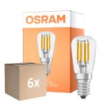 Mehrfachpackung 6x Osram LED Special E14 Tubular Glühbirne T26 Fadenlampe Klar 2.8W 250lm - 827 Extra Warmweiß | Dimmbar - Ersatz Für 25W