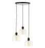 Brilliant Casto Pendelleuchte Glas Pendelleuchte Metall Schwarz Beige | 510mm - Geeignet für 3x E27