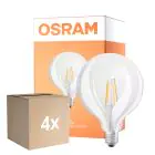 Mehrfachpackung 4x Osram SuperStar LED E27 Globe 125mm Fadenlampe Klar 7W 806lm - 822-827 Dim to Warm | Dimmbar - Ersatz für 60W