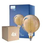Mehrfachpackung 4x Philips Classic LED Globe E27 200mm Fadenlampe Gold 7W 470lm - 818 Extra Warmweiß | Dimmbar - Ersatz für 40W