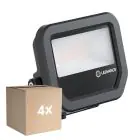 Mehrfachpackung 4x Ledvance Led-Scheinwerfer Aluminium Schwarz 8W 1200lm 100D - 840 Kaltweiß | IP66 - Symmetrisch