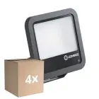 Mehrfachpackung 4x Ledvance Led-Scheinwerfer Aluminium Schwarz 69W 10000lm 100D - 840 Kaltweiß | IP66 - Lichtsensor - Symmetrisch