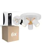 Mehrfachpackung 6x D'Lite Deckenleuchte Beitem Matt Weiß FSC Holz | Geeignet für 3x GU10